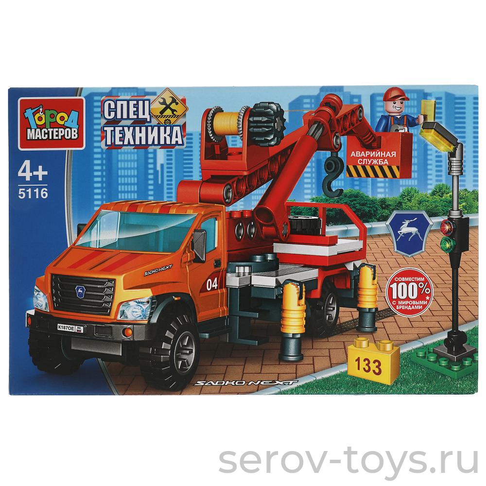 Конструктор Город мастеров 5116 ГАЗ садко некст с краном и люлькой 133дет