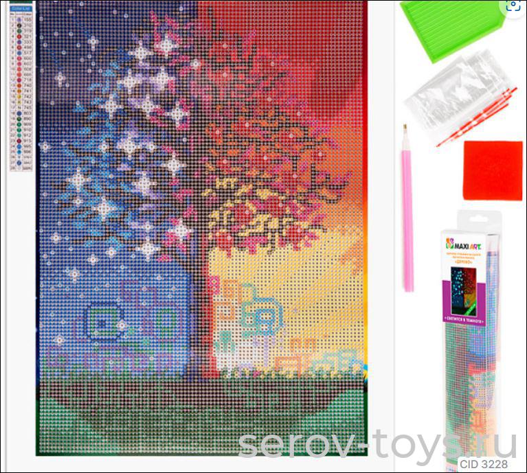 Набор ДТ Алмазная мозаика MA-KN0101-3 Дерево 25*35см светится в темноте  Maxi Art )СТ