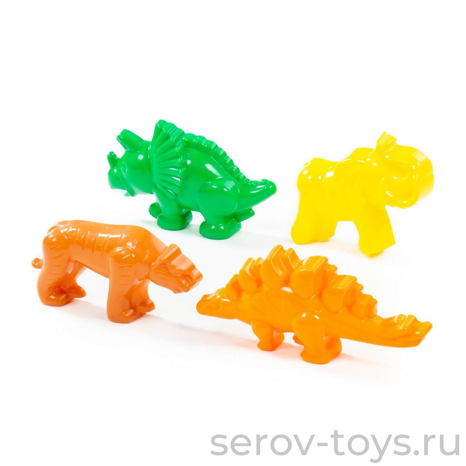 Формочки 4 шт (тигр,динозавр,мамонт,динозавр) 36568 ПОЛЕСЬЕ