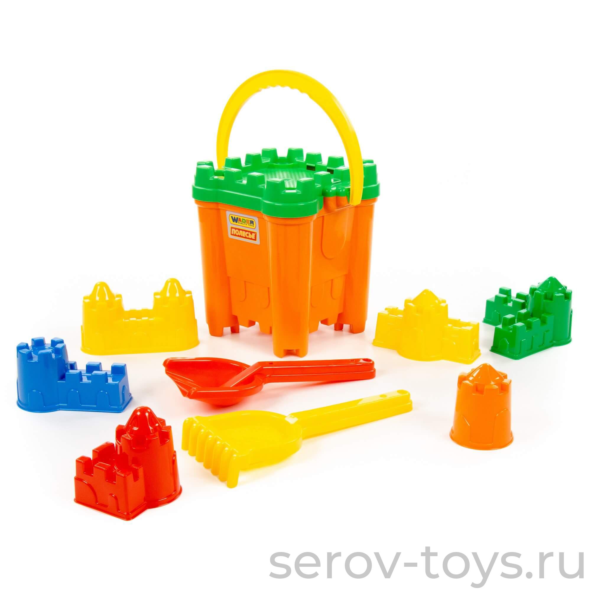 Песочный набор № 470 Макси (ведро крепость,сито,совок,грабельки,формочки) 45140 ПОЛЕСЬЕ