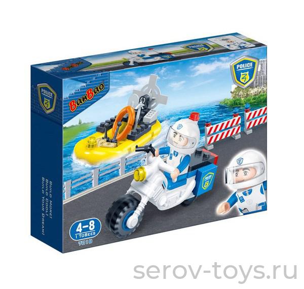 Конструктор БанБао 7018 Полицейский мотоцикл,61 деталь, 19х14х4 см