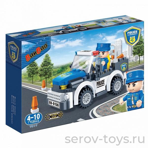 Конструктор БанБао 7017 Полицейская машина, 100 деталей,инерц 23х15х5 см инерц