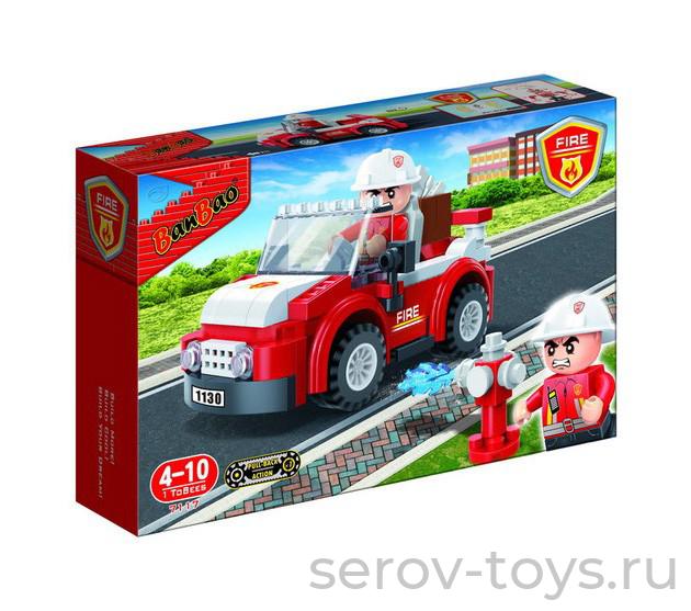 Конструктор БанБао 7117 Пожарный внедорожник, 110 деталей, 23х15х5см
