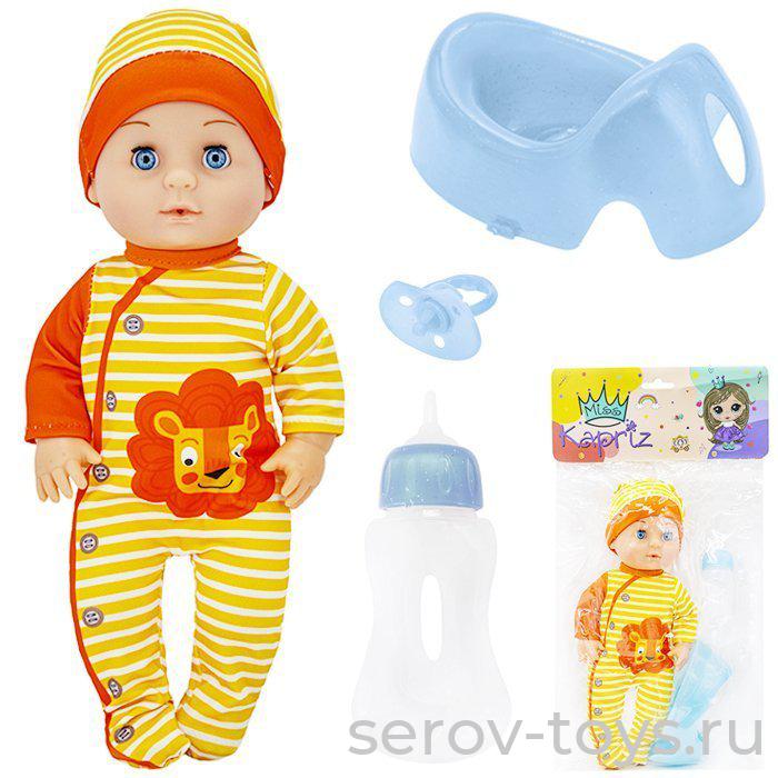 Пупс 1929K-FYSYL 30 см в комбинезоне писает в горшок в пак Miss Kapriz