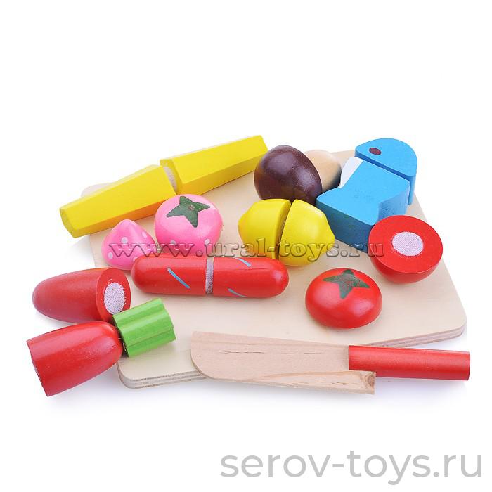 Разрезные фрукты и овощи 2593-21/D0216 на доске в кор Щепочка