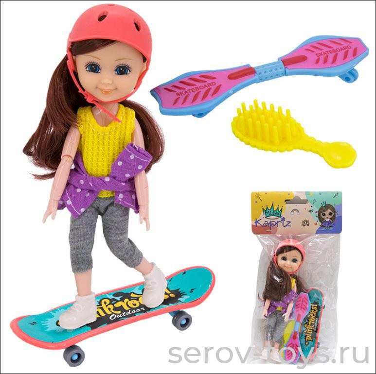 Кукла Малышка 53825YS со скейтом 15см в пак Miss Kapriz