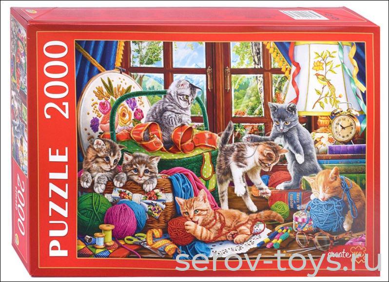 Пазл 2000 Котята с клубками Ф2000-2706 Рыжий кот