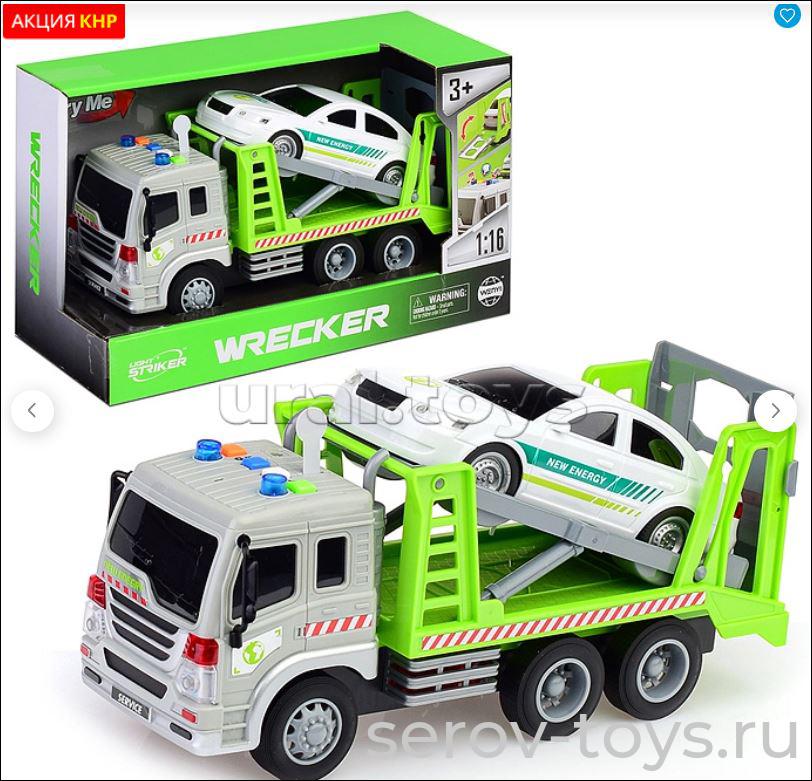 Машина инерц 1:16 WY300H Автовоз с машиной Зеленый свет звук Wenyi