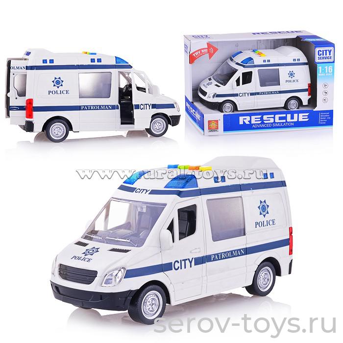 Машина инерц 1:16 WY590B Полиция Белая свет звук Wenyi