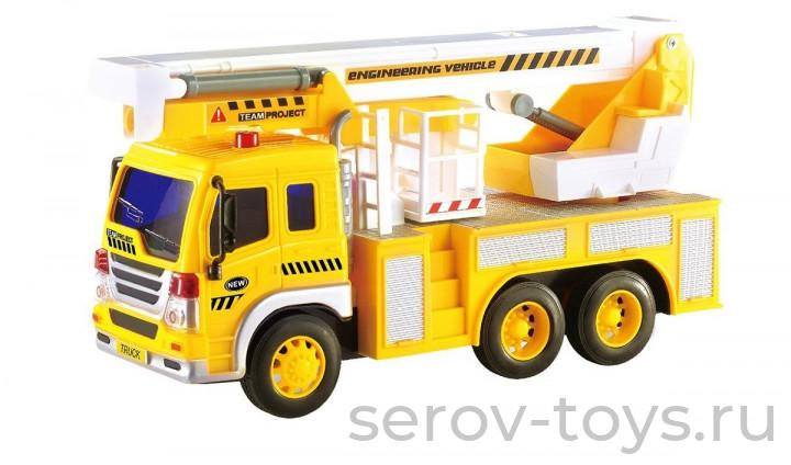 Машина инерц 1:16 WY310G Спецтехника Вышка (желтая)свет звук Wenyi