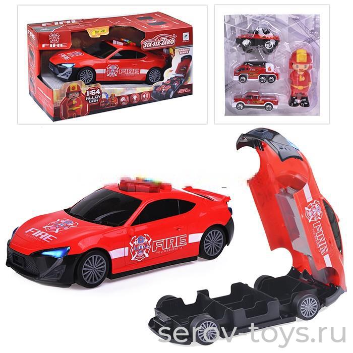 Набор машин 660-А206 Пожарная служба с фигуркой человечка свет звук в кор six-six-Zero