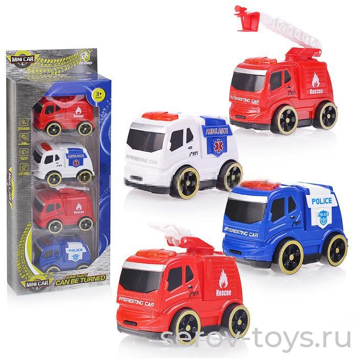 Набор машин  58-4A Служебные машины Mini Car инерц 4 шт  в кор. Поштучно