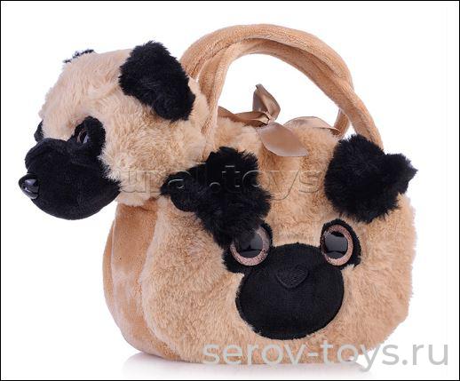 Собака бежевая в меховой сумке M0759 Мишуткин