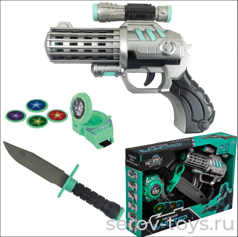 Бластер MK838-5 с дисками и кинжалом с проекцией на бат FCJ0997639 в кор Mr Boy+