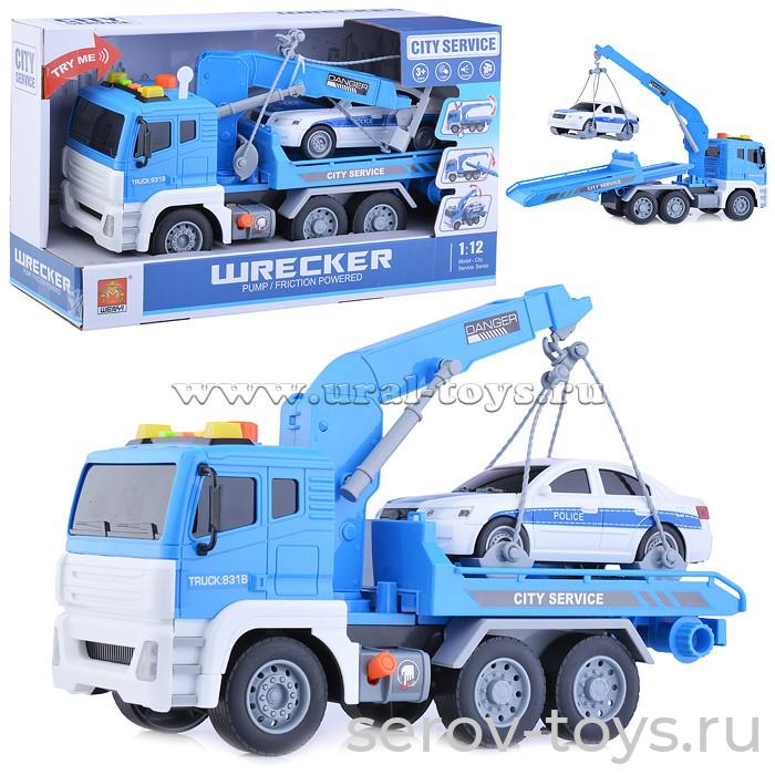 Машина инерц 1:12 WY831B Эвакуатор+полиция свет звук Wenyi