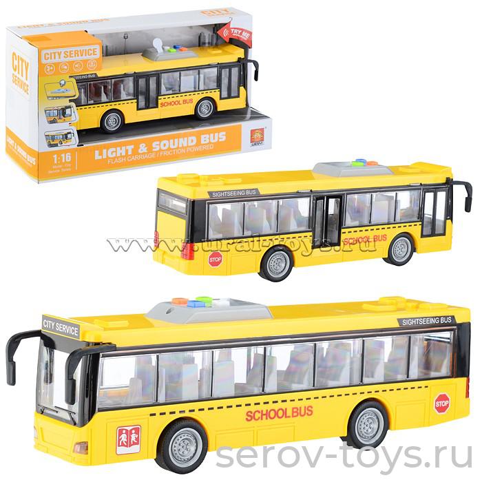 Автобус 1:16  WY910A Рейсовый Желтый свет звук Wenyi