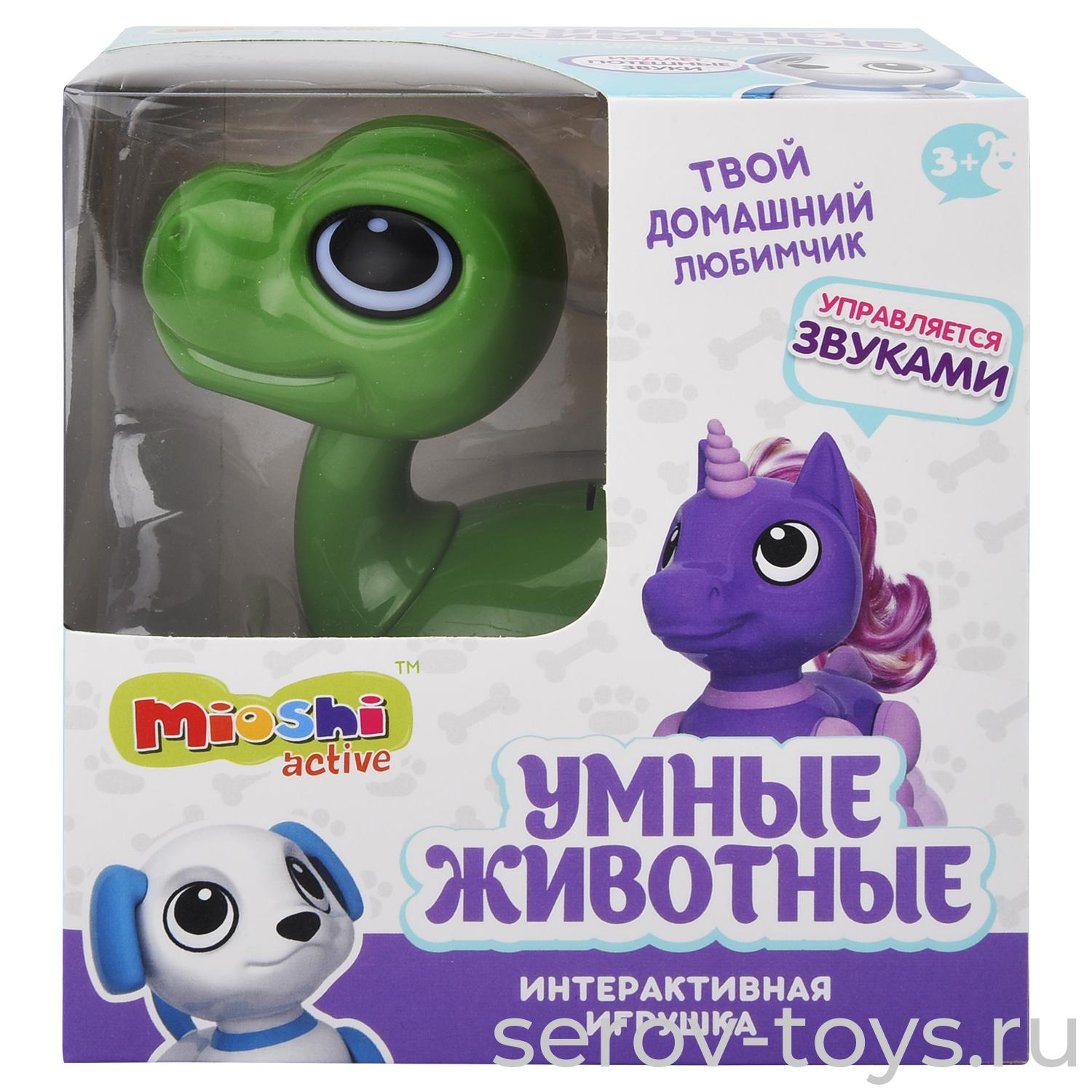 Умные животные MAC0601-048 Динозаврик управляется хлопками запись звука 13см на бат в кор Mioshi