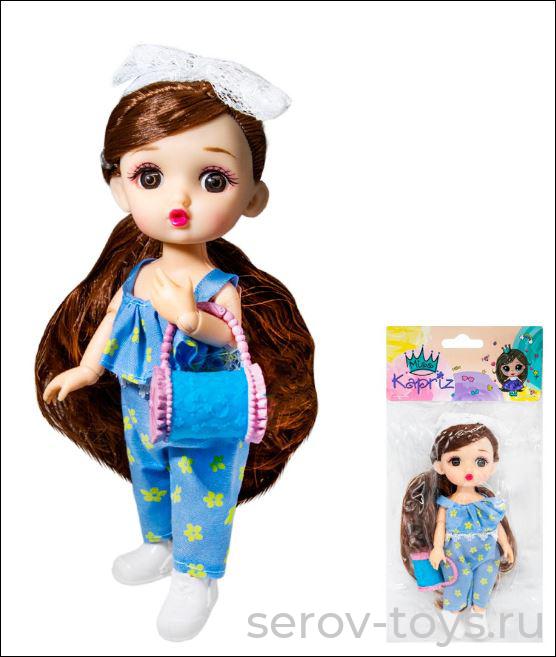 Кукла Малышка MKDH2326-3 в комбинезоне 15см в пак Miss Kapriz