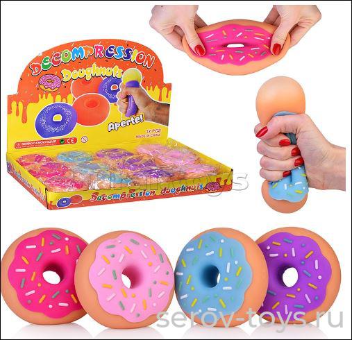 Антистресс-мялка 00-5370 Яркий донат 12шт в кор