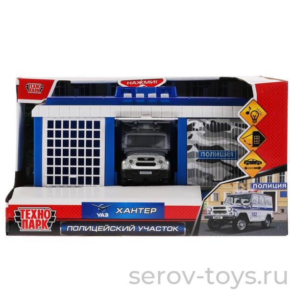 Модель Технопарк GARAGE-22SL1XCAR-POL Полицейский участок+УАЗ свет звук