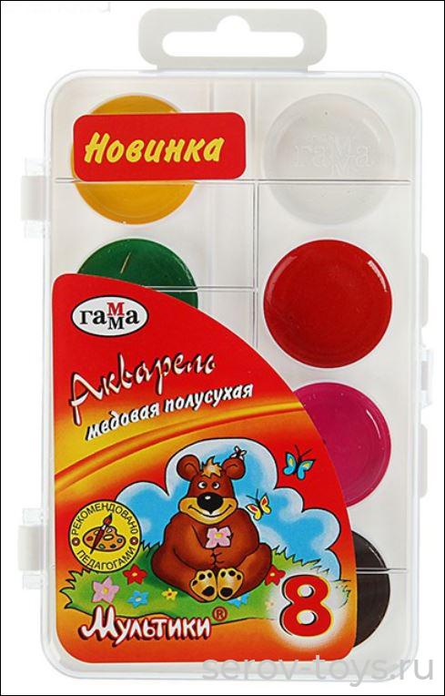 Акварель медовая 8 цветов Мультики 211046_8 Гамма