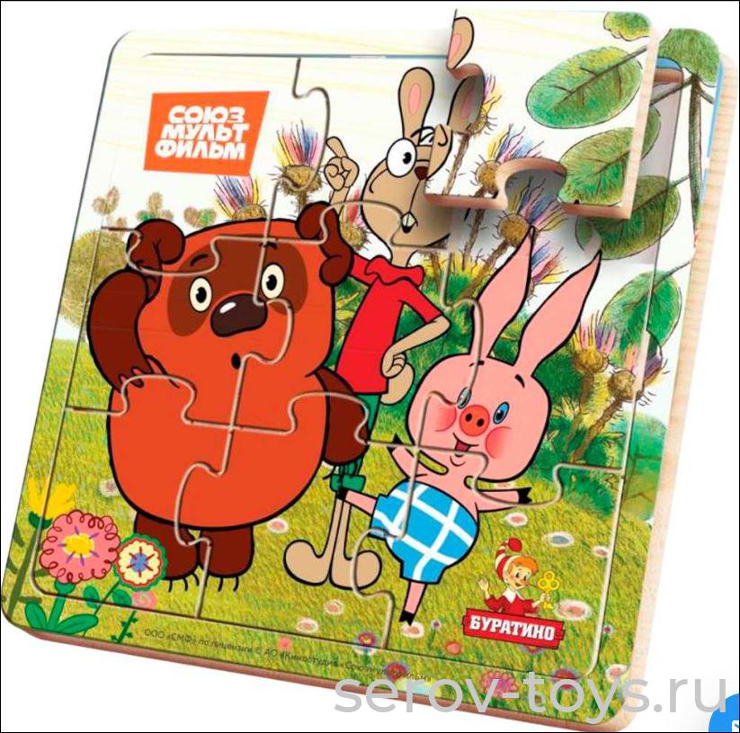 Пазл SMF-05 Союзмультфильм Винни Пух 15*15см дерево Буратино