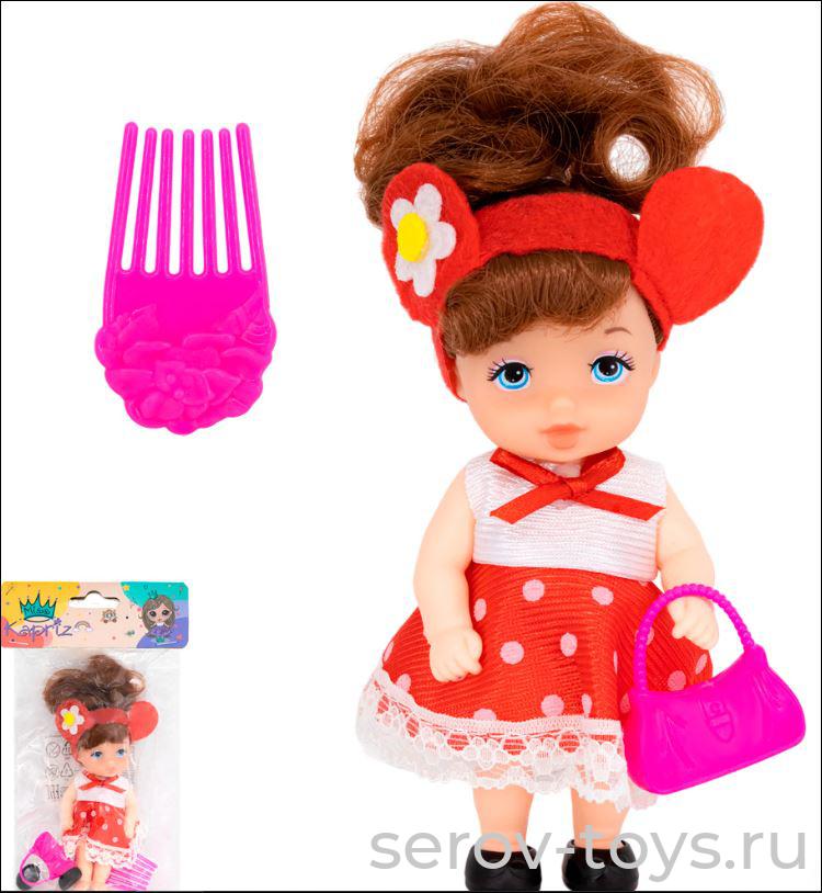 Кукла Малышка MKDH2331-2 Модница в красном платье 10см в пак Miss Kapriz