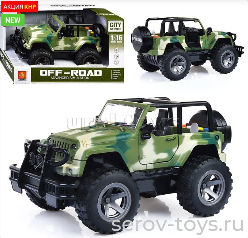 Машина инерц 1:16 WY391A Военный джип свет звук Wenyi