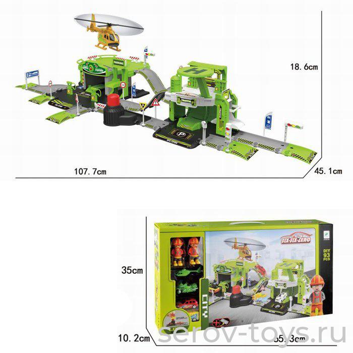 Парковка-заправка 660-А202 с фигурками, машинками и вертолетом в кор six-six-Zero