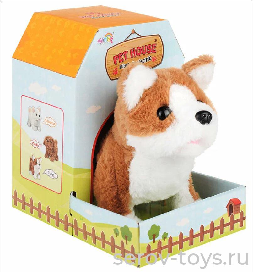 Щенок T826-3 Коричневый кучерявый на бат ходит лает