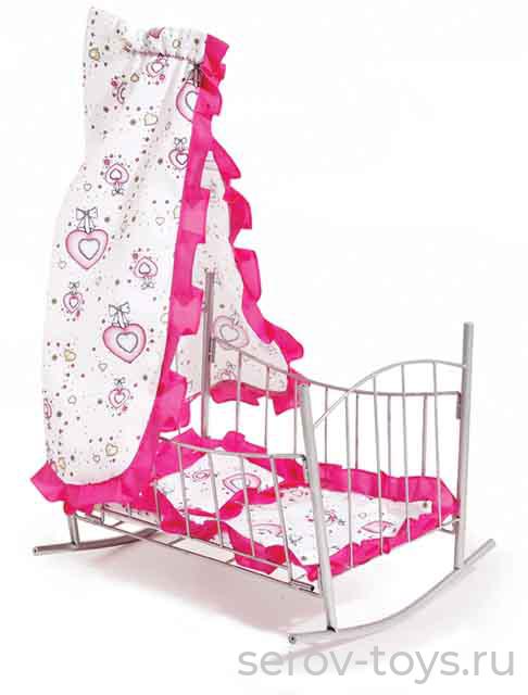 Кроватка-качалка металл с балдахином 9349 в кор Melobo