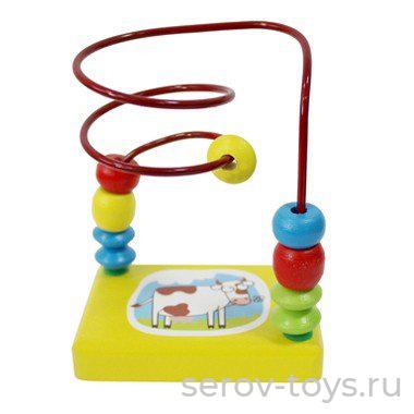Деревянный лабиринт Серпантин ЛБ1002 Корова в пак Alatoys