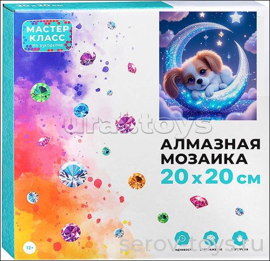Набор ДТ Алмазная мозаика MKA2020-47 Собачка на луне 20*20см светится в темноте в кор Мастер класс