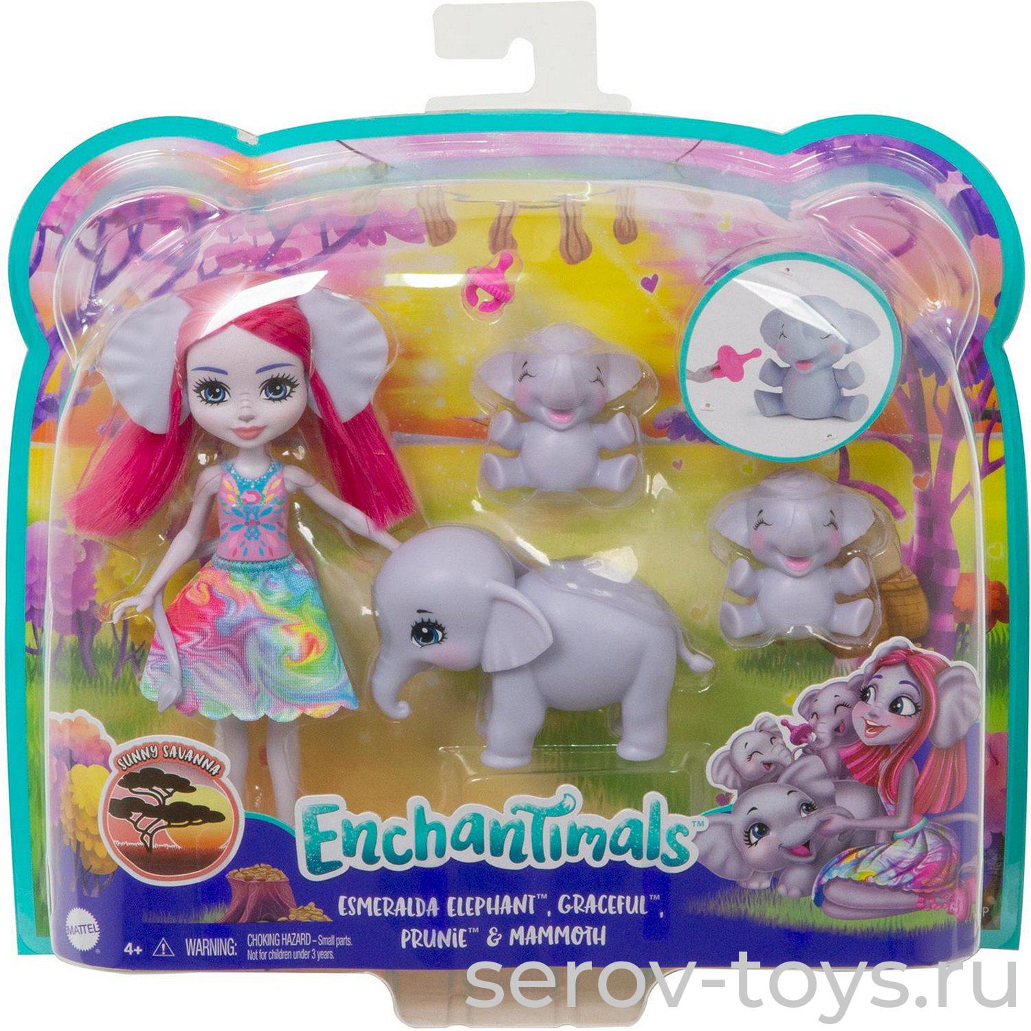 Enchantimals Кукла GJX43 Эсмеральда Слонни с семьей GTM30