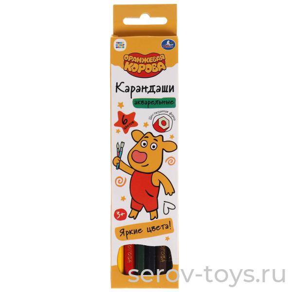 Карандаши цветные CPA6-52094-ORCOW Оранжевая корова Акварельные 6цв в кор Умка