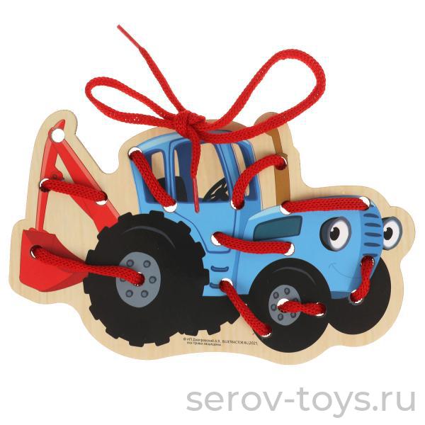 Шнуровка Синий трактор STR04 деревянная Буратино