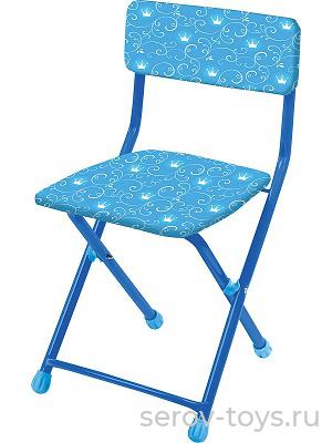 Стульчик детский  мягкий складной СТУ1-6 Голубой с коронами Ника