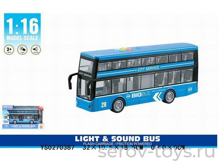 Автобус 1:16  WY912B Рейсовый двухэтажный свет звук Wenyi