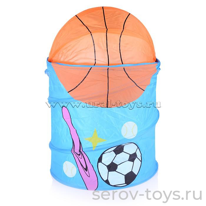 Корзина для игрушек 	U005645Y, 1041 Баскетбол и футбол голубая в пак 44*44*65