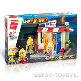 Конструктор Qman 2804 Пожарные службы 88дет Спасение книжного магазина