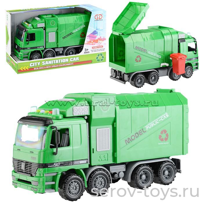 Машина 1:10 Спецтехника 899-5A Мусоровоз инерц свет звук в кор Xiong yuan