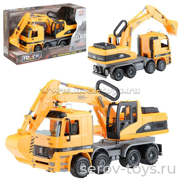 Машина 1:10  Спецтехника 899-4B Экскаватор инерц свет звук в кор Xiong yuan