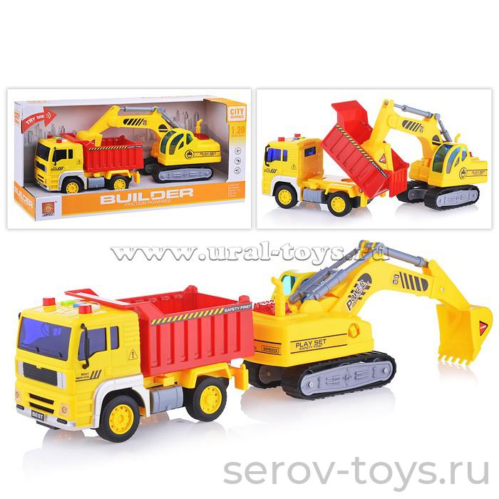 Машина инерц 1:16 WY570C Грузовик с экскаватором свет звук Wenyi