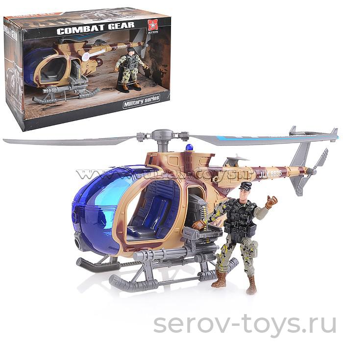 Набор военный вертолет 6635 с солдатом (свет. звук)  в коробке JLX TOYS