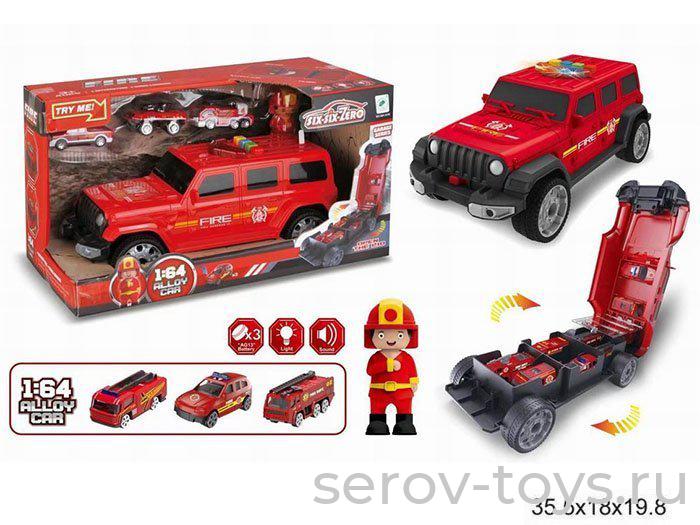 Набор машин 660-А256 Пожарный внедорожник с фигуркой Человечка свет звук в кор six-six-Zero