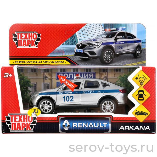 Модель Технопарк Renault Arkana ARKANA-12SLPOL-SR Полиция серебристая свет звук в кор