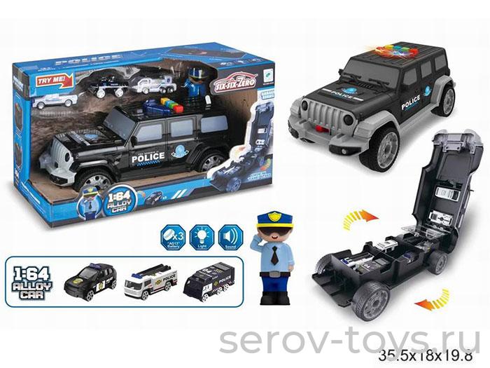 Набор машин 660-А254 Полиция джип с фигуркой Человечка свет звук в кор six-six-Zero