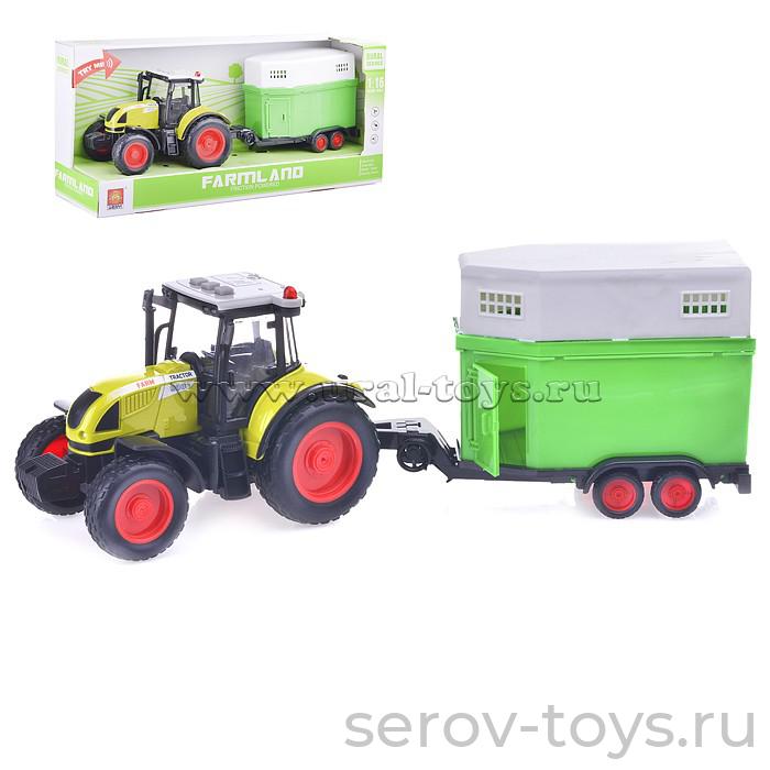 Трактор 1:16 WY900J с прицепом для животных свет звук Wenyi