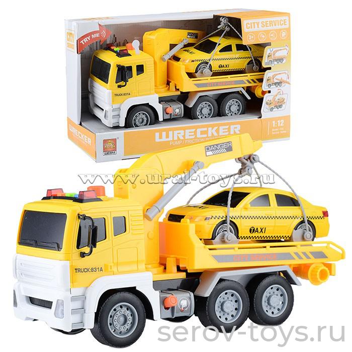 Машина инерц 1:12 WY831A Эвакуатор+такси свет звук Wenyi