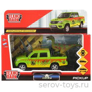 Модель Технопарк UAZ PICKUP Сафари PICKUP-DINO с динозавром в кор